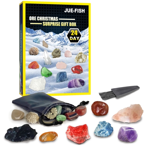 Gemstone Advent Calendar - Advent Calendar for Kids with 24 Gemstones to Open Each Day, a Complete Rock Collection