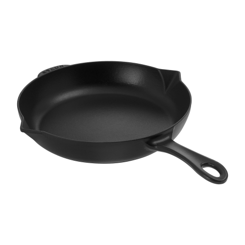 STAUB Pans 26 cm / 10 inch Cast Iron Frying Pan With Pouring Spout, Black