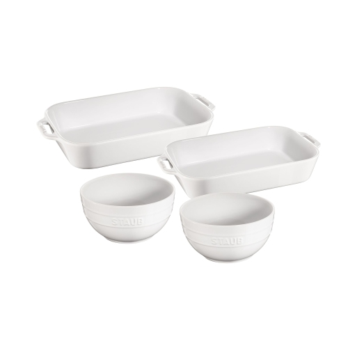 STAUB Ceramique 4 Piece Bakeware Set, White