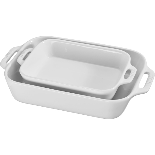PLATS de cuisson en céramique DE STAUB, blanc, 4 pièces