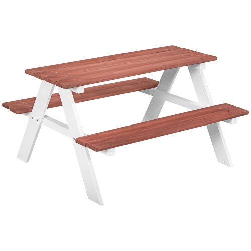 OUTSUNNY  Kids Picnic Table And Chair Set, Wooden Table Bench Set Outdoor Activity for Backyard Garden Lawn, Girls Boys Gift Aged 3-8 Years Old