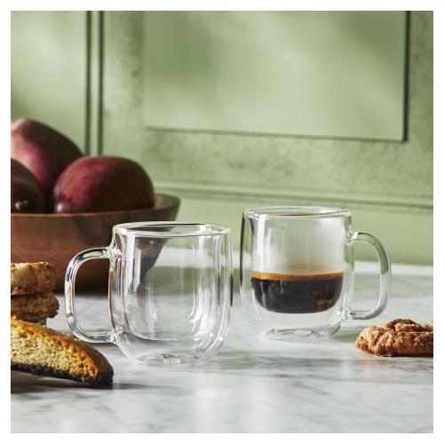 ZWILLING Sorrento Plus 2 Piece Espresso Glass Set, Transparent
