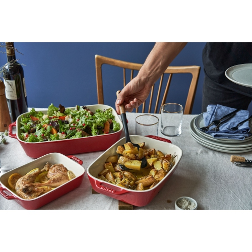 STAUB Ceramique Rectangular Baking Dish Set Cherry 3 Piece