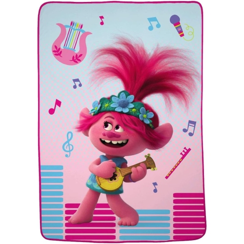 Image 1 of 1.. Trolls World Tour Multicolored All Overprinted Blanket For Kids 62" X 90" for Kids