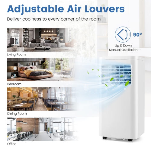 Climatiseur portable 3-en-1 Costway, 8000 BTU, unité AC avec refroidissement, ventilateur de déshumidification, mode veille