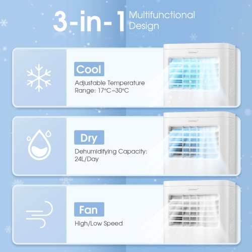 Costway 10000 BTU Portable Air Conditioner 3-in-1 AC Unit With Cool ...
