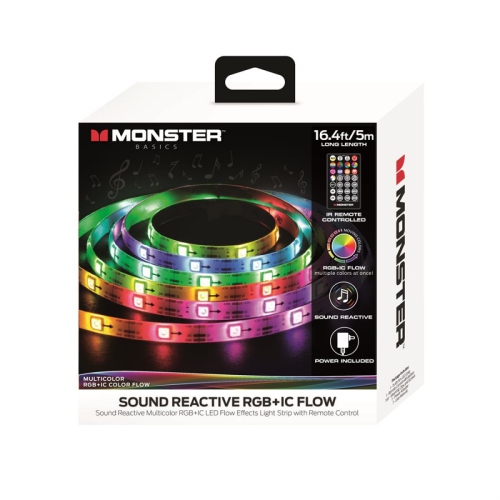 Bande lumineuse LED d'intérieur/extérieur multi-couleur et multi-blanc de Monster avec télécommande
