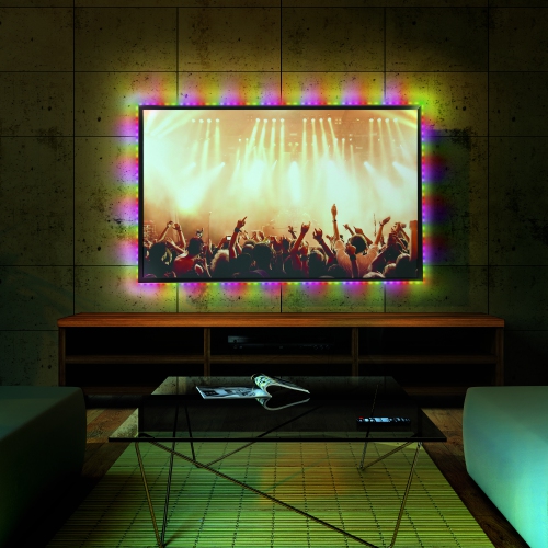 Bande lumineuse LED d'intérieur/extérieur multi-couleur et multi-blanc de Monster avec télécommande