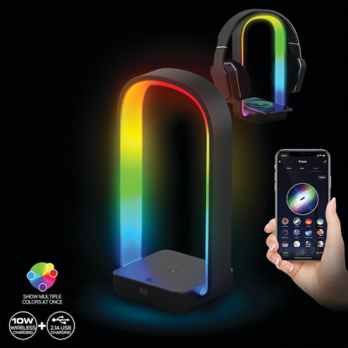 Monster Smart WIFI Arc+ 3-In-1 Sound Reactive LED Lamp Headphone Stand w/ USB Qi Wireless Charging