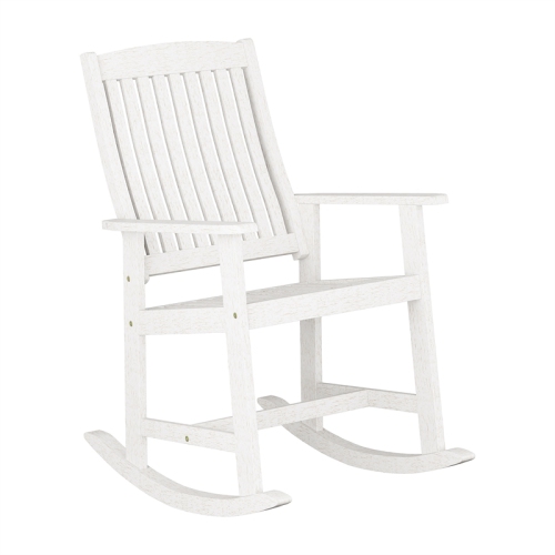 CorLiving Miramar White Washed Wood Outdoor Rocking Chair