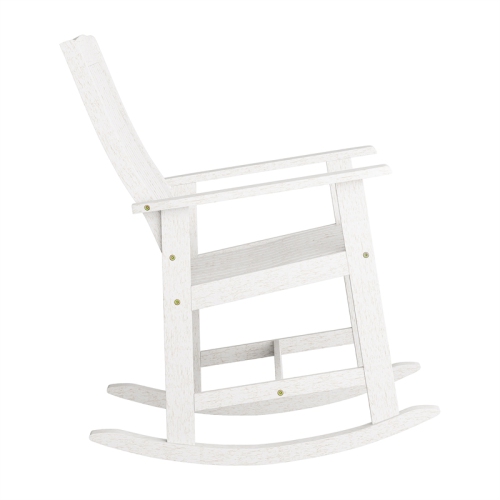 CorLiving Miramar White Washed Wood Outdoor Rocking Chair