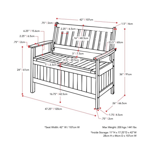 CorLiving Miramar Natural Wood Outdoor Storage Bench
