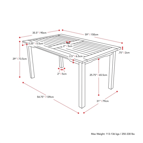 CorLiving Miramar White Washed Wood Outdoor Dining Table