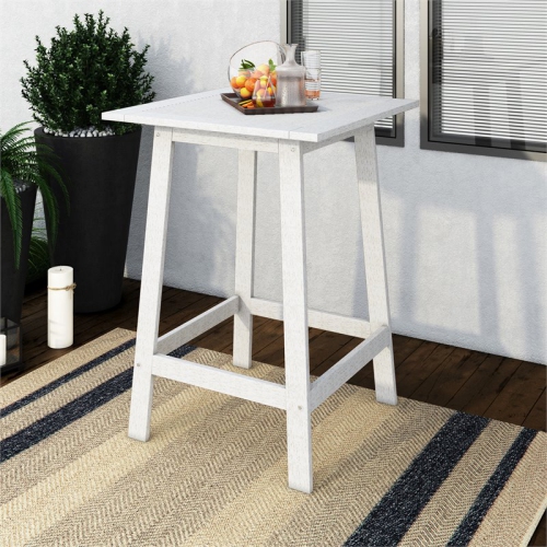 CorLiving Miramar White Washed Wood Outdoor Bar Table