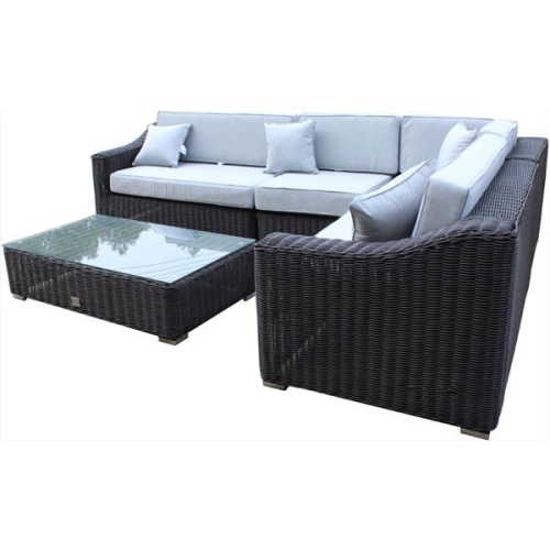 Tropicana Sectional Patio Set- Wicker - Brown/Gray