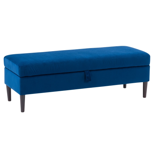 CorLiving LAD-357-O Perry Velvet Storage Ottoman, Blue