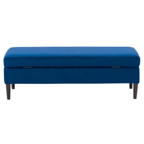 CorLiving LAD-357-O Perry Velvet Storage Ottoman, Blue