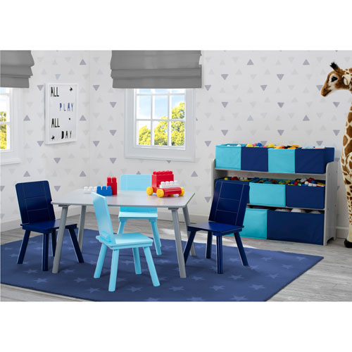 Delta Children 5-Piece Kids Table and Chair Set - Grey/Blue