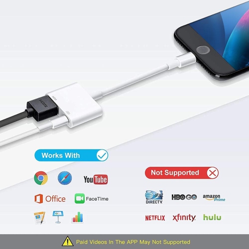 Lightning to HDMI Digital AV Adapter ,4K Lightning Digital AV