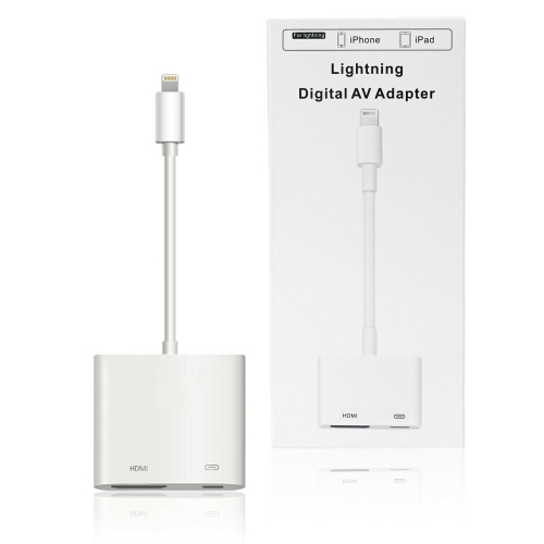 Adaptateur AV numérique Lightning vers HDMI, audio-vidéo 4K, écran de synchronisation HDMI avec port de recharge compatible pour iPhone 13/12/11/X/8,