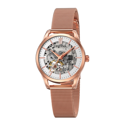 FESTINA  F20539/1 Automatic Mesh Band Watch In Rose In Gold