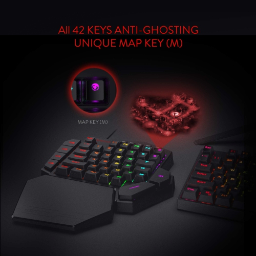 Redragon K585 DITI One-Handed RGB Gaming Keyboard, Mechanical Gaming Keypad with 7 Onboard Programmable Macro Keys and Detachable Wrist Rest,