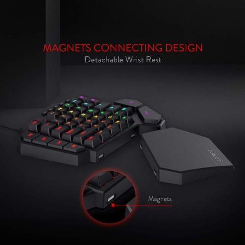 Redragon K585 DITI One-Handed RGB Gaming Keyboard, Mechanical Gaming Keypad with 7 Onboard Programmable Macro Keys and Detachable Wrist Rest,