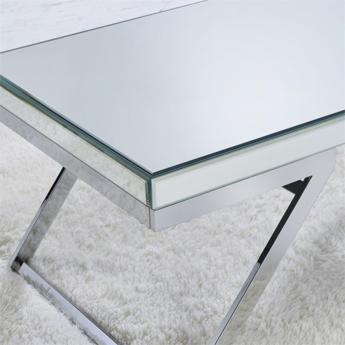 Alfresco Mirrored Glass and Chrome Metal Cocktail Table