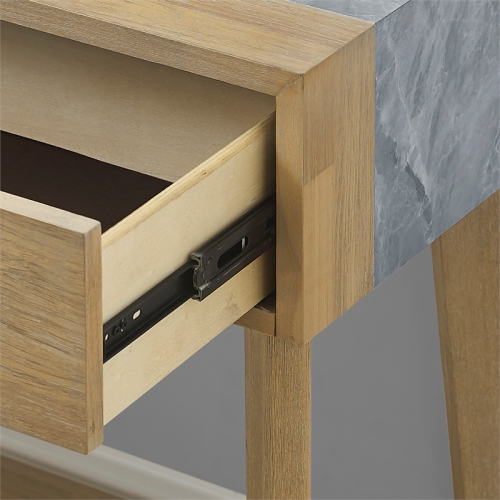 Calgary Natural Finish with Gray Stone End Table