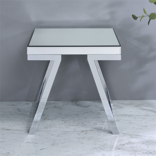 Alfresco Mirrored Glass and Chrome Metal Square End Table