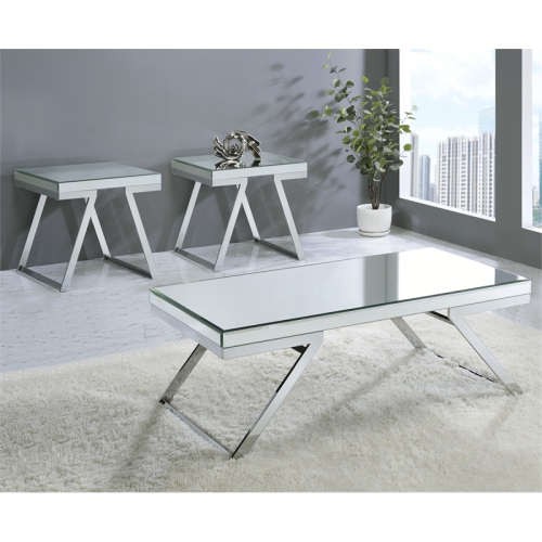 Alfresco Mirrored Glass and Chrome Metal Square End Table