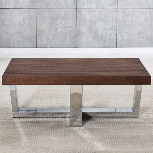 Laredo Chestnut Wood and Chrome Base Cocktail Table