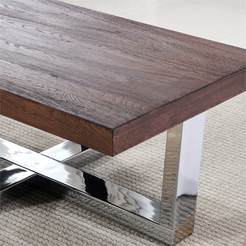 Laredo Chestnut Wood and Chrome Base Cocktail Table