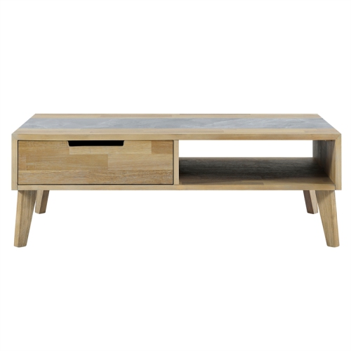 Calgary Natural Finish Gray Stone Inlay Occasional 3-piece Set