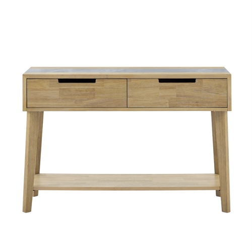 Calgary Natural Finish with Gray Stone Sofa Table