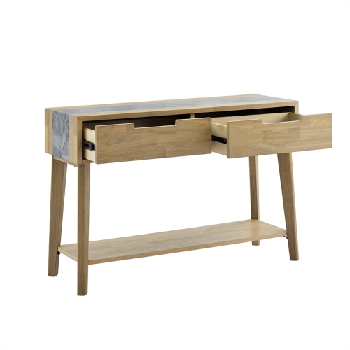 Calgary Natural Finish with Gray Stone Sofa Table