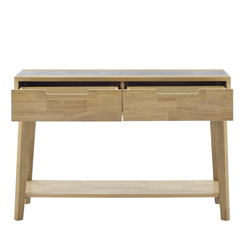 Calgary Natural Finish with Gray Stone Sofa Table