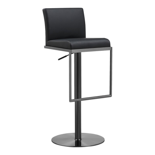 TOV FURNITURE  Amalfi 32.3" Contemporary Steel/leather Barstool In In Black