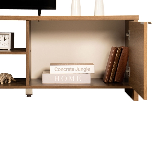 Meuble pour téléviseur MADESA avec espace de rangement et gestion des câbles, pour téléviseurs de 75 po et moins, bois, 19 po H x 15 po P x 71 po L -