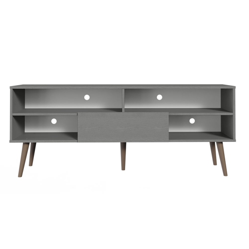 Meuble moderne Madesa pour téléviseur avec 1 porte et 4 tablettes avec ORGANISATION DES câbles pour meuble de télévision en bois de 55, 65 po, gris