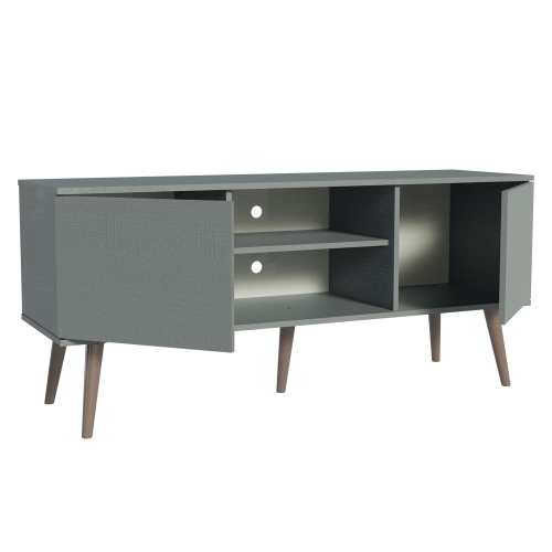 Meuble pour téléviseur Madesa avec 2 portes et 2 tablettes avec organisation des câbles pour meuble de télévision en bois 50, 55 po, gris