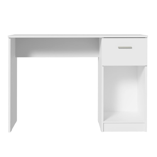 Madesa Compact Computer Desk Study Table for Small Spaces Home Office 43 Inch Student Laptop PC Writing Desks with Storage and Drawer - White