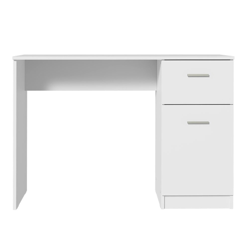Madesa Compact Computer Desk Study Table for Small Spaces Home Office 43 Inch Student Laptop PC Writing Desks with Storage and Drawer - White