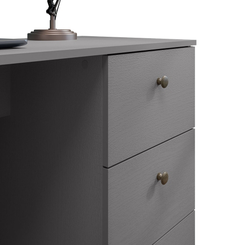 Madesa Executive Computer Writing Desk 53 Inch with 3 Drawers and 1 Door, Metalic Handles Wooden Home Office PC Study Table with Storage - Gray