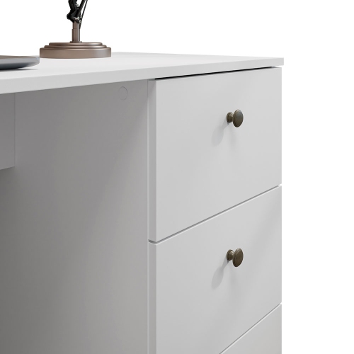 Madesa Executive Computer Writing Desk 53 Inch with 3 Drawers and 1 Door, Metalic Handles Wooden Home Office PC Study Table with Storage - White