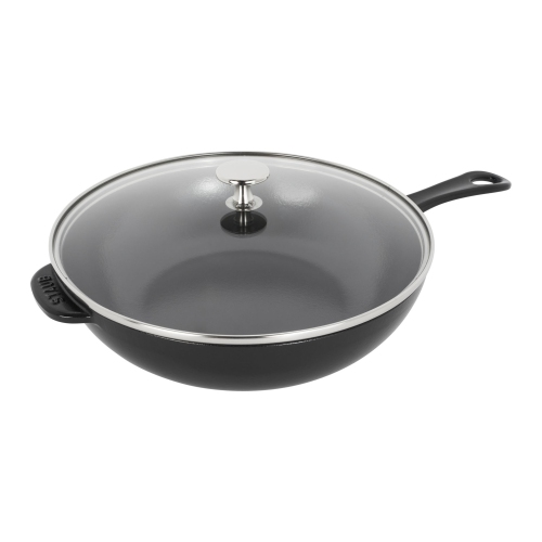 STAUB Pans 26 cm / 10 inch Cast Iron Daily Pan With Glass Lid, Black