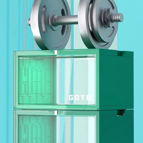 GOTO Clear Display Case with LED Lighting for Sneakers, Collectibles, Figures, Jewelry - Stackable Collection Crate Box-Black