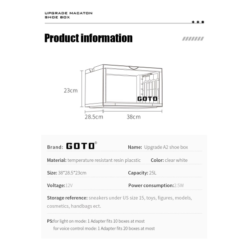 GOTO Clear Display Case with LED Lighting for Sneakers, Collectibles, Figures, Jewelry - Stackable Collection Crate Box-Green