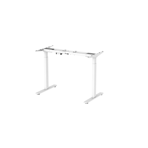 Bureau assis/debout électrique blanc à deux moteurs en noyer d'Ergoloop, surface de 47 x 29,5&nbsp;po avec base à 2 segments