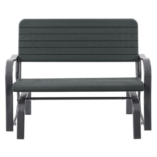 CORLIVING CANADA  Corliving Lake Front Dark Patio Metal Frame Gliding Bench In Green The perfect bench to rock